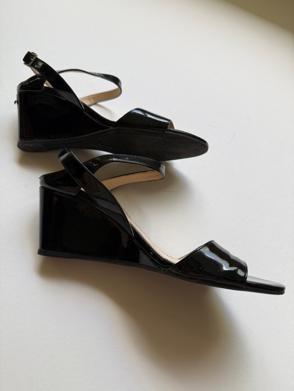 Prada Black Patent Leather Open-Toe Ankle-Strap Heels - Picture 3 of 8